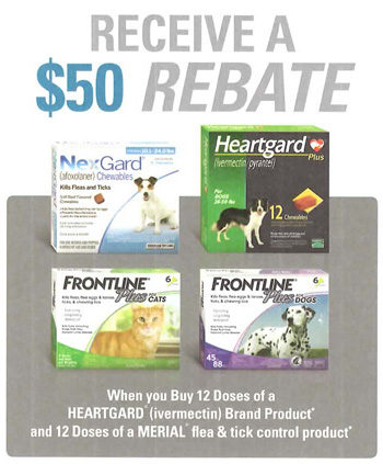 $50 rebate offered only by your veterinarian